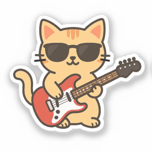 Cool Cat Electric Guitar Sticker (Voorkant)