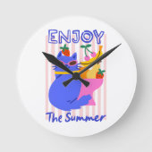 Cool Cat Enjoying the Summer Ronde Klok (Voorkant)