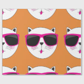 Cool Cat Face met Roze Zonnebril Schattige Kat Cadeaupapier (Vlak)