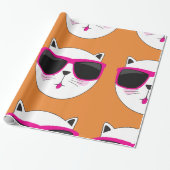Cool Cat Face met Roze Zonnebril Schattige Kat Cadeaupapier (Uitgerold)