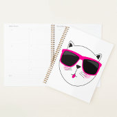 Cool Cat Face met Roze Zonnebril Schattige Kat Planner