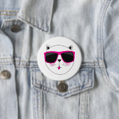 Cool Cat Face met Roze Zonnebril Schattige Kat Ronde Button 7,6 Cm (In situ)