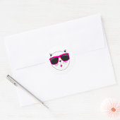 Cool Cat Face met Roze Zonnebril Schattige Kat Ronde Sticker
