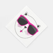 Cool Cat Face met Roze Zonnebril Schattige Kat Servet (Hoek)