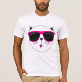 Cool Cat Face met Roze Zonnebril Schattige Kat T-shirt (Voorkant)