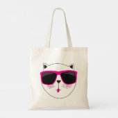 Cool Cat Face met Roze Zonnebril Schattige Kat Tote Bag (Achterkant)