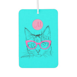 Cool Cat for Cat Lovers Girly Monogramed Luchtverfrisser