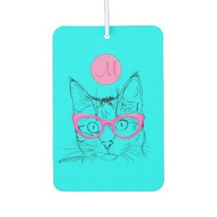 Cool Cat for Cat Lovers Girly Monogramed Luchtverfrisser
