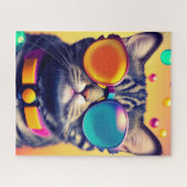 Cool Cat Funky Shades Psychedelic Dream World Legpuzzel (Horizontaal)