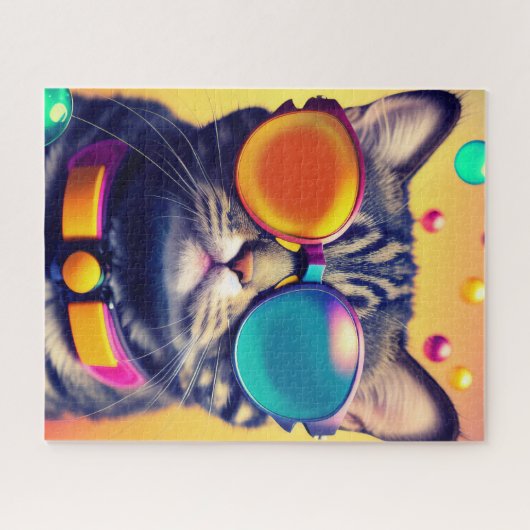 Cool Cat Funky Shades Psychedelic Dream World Legpuzzel (Horizontaal)