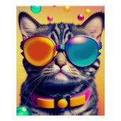Cool Cat Funky Shades Psychedelic Dream World Perfect Poster (Voorkant)