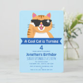 Cool Cat Funny Schattige Kinderverjaardag Kaart (Staand voorkant)