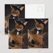 Cool Cat Gitarist Briefkaart (Voorkant / Achterkant)