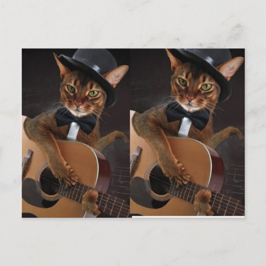 Cool Cat Gitarist Briefkaart (Voorkant)