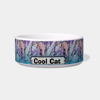 Cool Cat Graffiti Blue Purple Sign Voerbakje