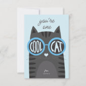 Cool Cat Gray Valentijnsdag Kaart_blauw Kaart (Voorkant)