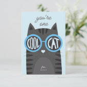 Cool Cat Gray Valentijnsdag Kaart_blauw Kaart (Staand voorkant)