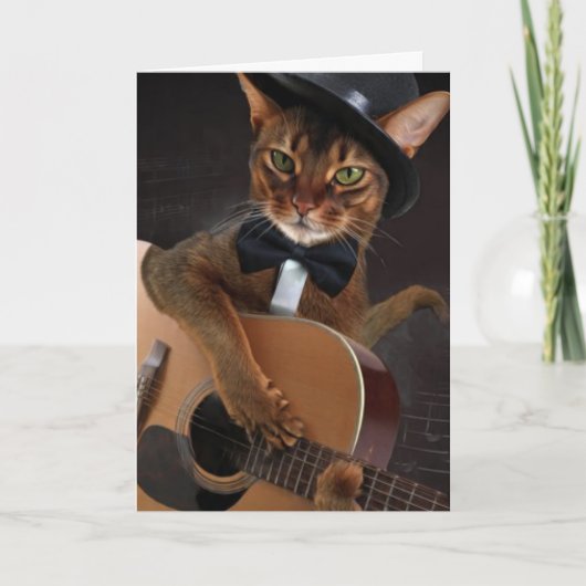 Cool Cat Guitarist – Minimal Elegant Design Kaart (Voorkant)