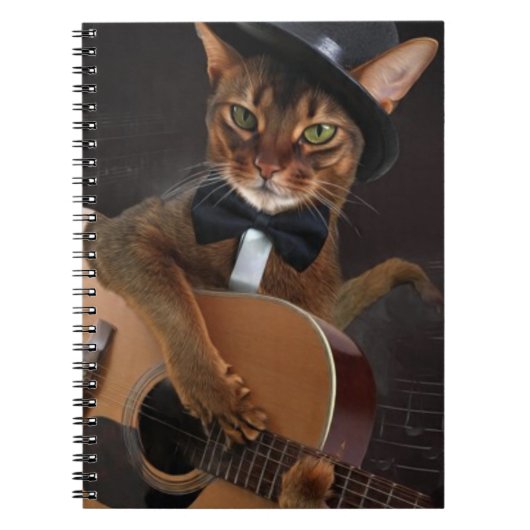 Cool Cat Guitarist – Minimal Elegant Design Notitieboek (Voorkant)