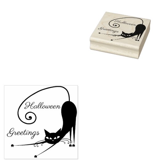 Cool Cat. Halloween Greetings Rubber Stamp Rubberstempel (Gestempeld)