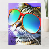 Cool Cat Happy Birthday Kaart (Voorkant)