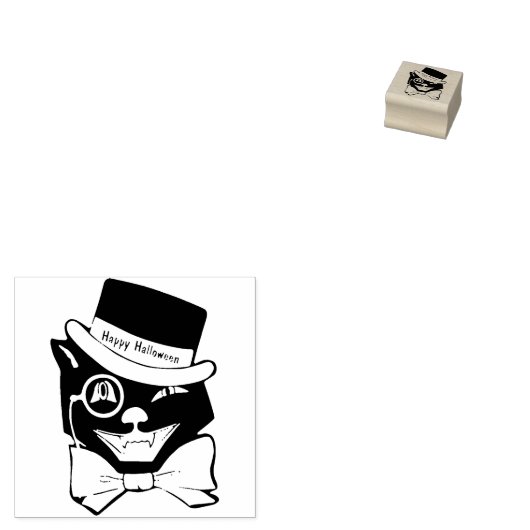 Cool Cat.  Happy Halloween Rubber Stamp Rubberstempel (Gestempeld)