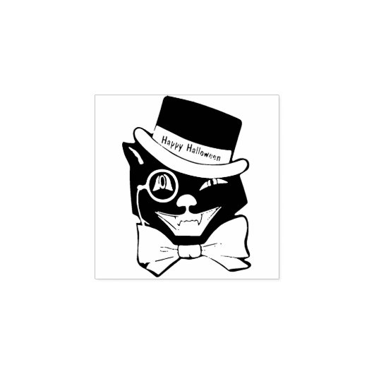 Cool Cat. Happy Halloween Rubber Stamp Rubberstempel (Afrduk)