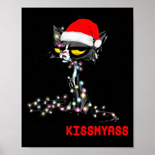 Cool Cat Hat Merry Kiss My Christmas Poster (Voorkant)