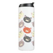 Cool Cat Head Cartoon Fun Pattern Art Thermosbeker (Gedraaid links)