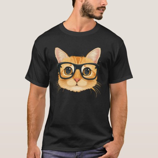 Cool cat head wearing spectacles costume for cats t-shirt (Voorkant)