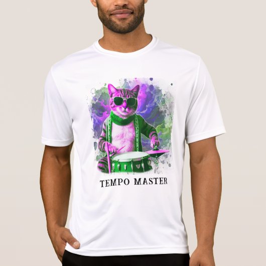 *~* Cool Cat HIPPIE DRUMMER AP91 Percussionist T-shirt (Voorkant)