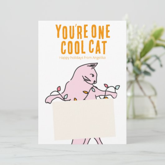Cool Cat Holiday Gift Kaart Houder (Staand voorkant)