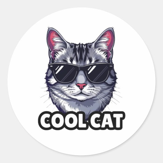 Cool Cat Humorous Sticker (Voorkant)