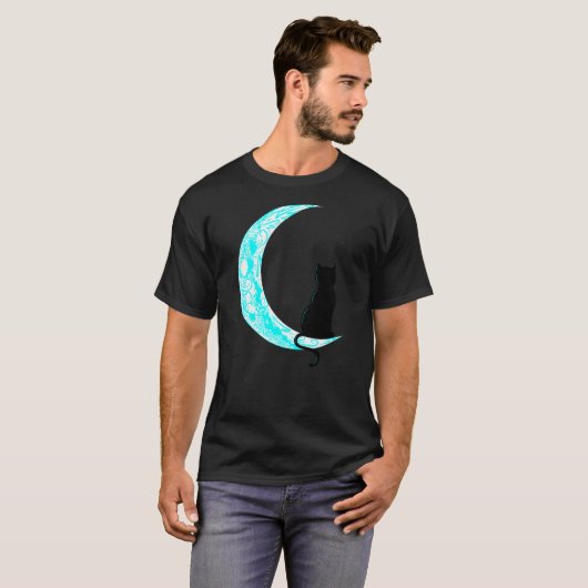 Cool Cat in Moon - Ideal Gift for Cat Lovers T-shirt (Voorkant volledig)