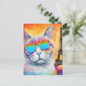 Cool Cat in Parijs Briefkaart (Staand voorkant)