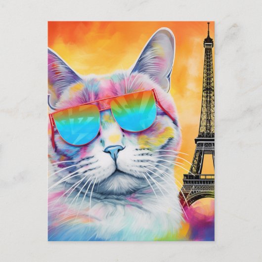 Cool Cat in Parijs Briefkaart (Voorkant)