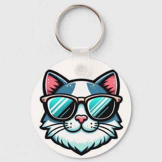 Cool Cat Keychain – Stylish Feline Accessory (Voorkant)
