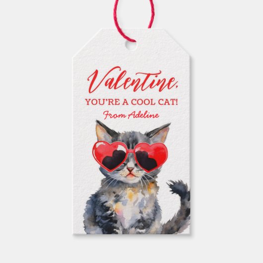 Cool Cat Kitten Kinder Valentijnsdag Cadeaulabel (Voorkant)