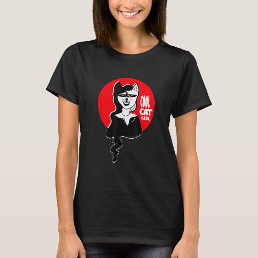 Cool Cat Meisje Kat T-shirt (Voorkant)