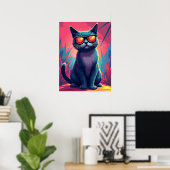 Cool Cat Meme – Deal With It Zonnebril Pop Art Poster (Thuiskantoor)
