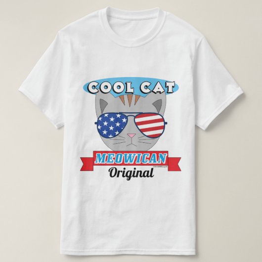 Cool Cat Meowican Original Patriotic Funny Pun T-shirt (Design voorkant)