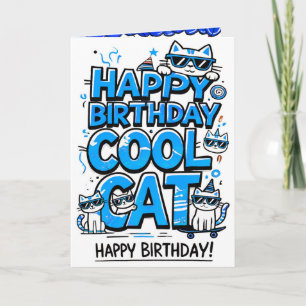 Cool Cat met Blue Shades Verjaardagskaart Kaart