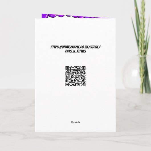 Cool Cat met Paarse tinten verjaardagskaart Kaart (Achterkant)