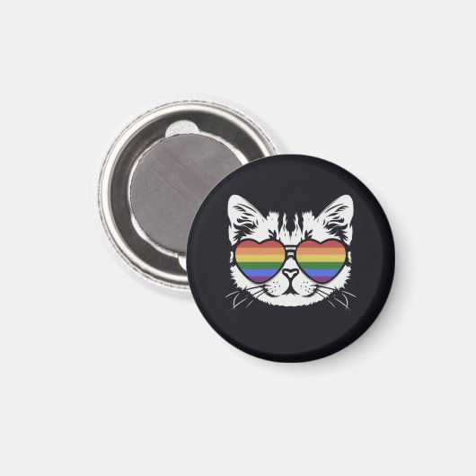 Cool Cat Met Pride LGBT Flag Bril Magneet (Voorkant / Achterkant)