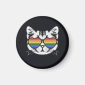 Cool Cat Met Pride LGBT Flag Bril Magneet (Voorkant)