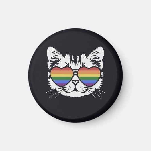 Cool Cat Met Pride LGBT Flag Bril Magneet (Voorkant)