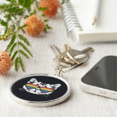 Cool Cat Met Pride LGBT Flag Bril Sleutelhanger (Zijkant)
