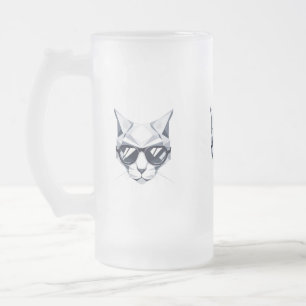 Cool Cat met zonnebril Frosted Glass Mok - 16oz