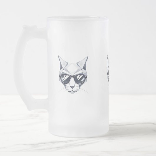 Cool Cat met zonnebril Frosted Glass Mok - 16oz (Links)