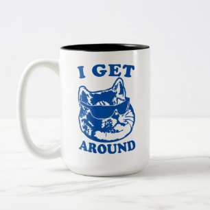 Cool Cat met Zonnebril Ik Rond Tweekleurige Koffiemok